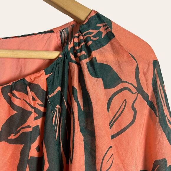 Tanya Taylor Shay Floral Print Mini Dress in Shell Pink/Deep Sea Size XS - Picture 3 of 12